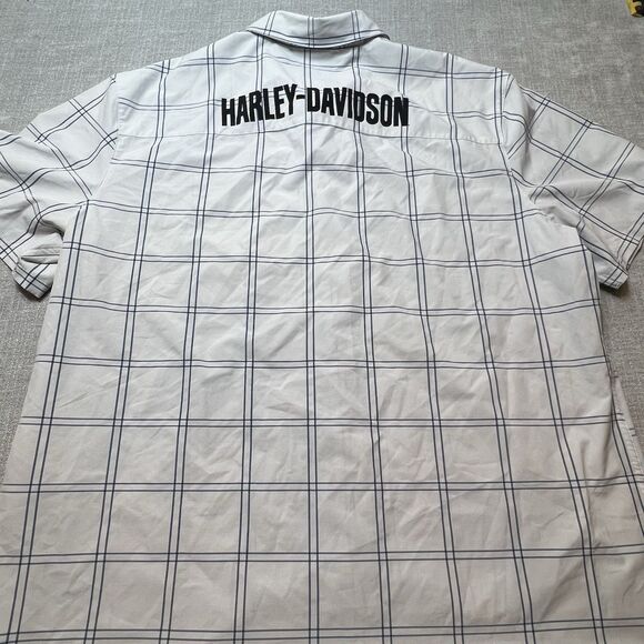 Harley Davidson H-D Performance Shirt White Plaid Mens XXL Biker Windowpane - Picture 5 of 9